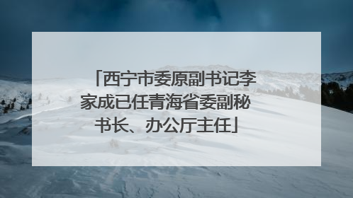 西宁市委原副书记李家成已任青海省委副秘书长、办公厅主任