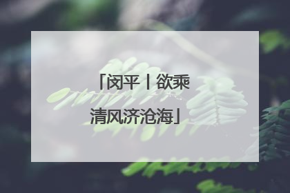 闵平丨欲乘清风济沧海