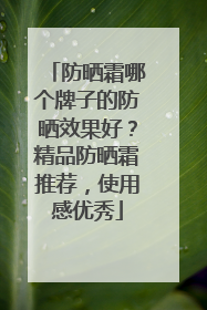 防晒霜哪个牌子的防晒效果好？精品防晒霜推荐，使用感优秀
