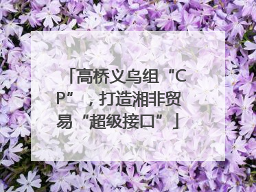 高桥义乌组“CP”，打造湘非贸易“超级接口”