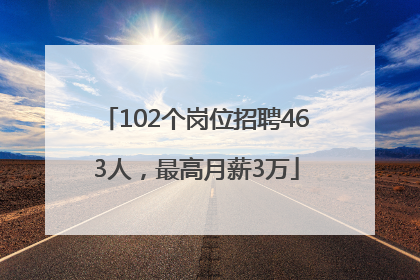 102个岗位招聘463人，最高月薪3万